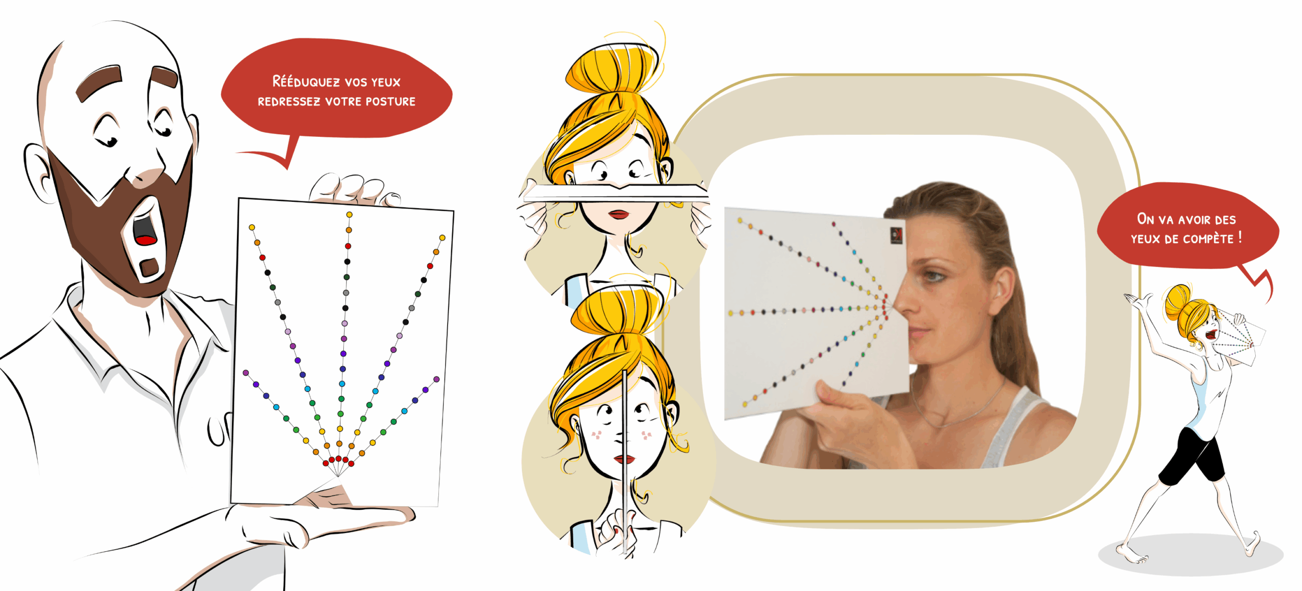 Planche oculaire active, matériel d'orthoptie et de rééducation visuelle
